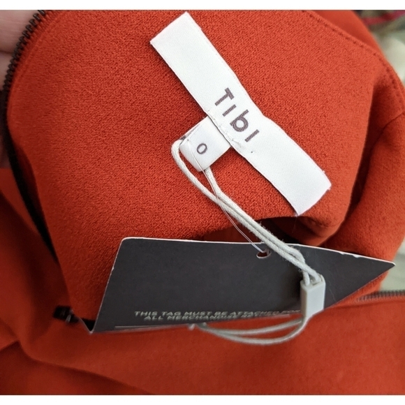 🆕 Tibi Paprika Button Sleeve Crepe Shift Dress Size 0 - Picture 8 of 13